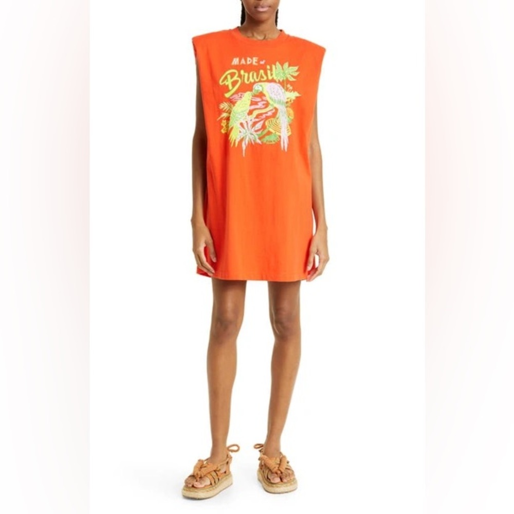 Orange Graphic Mini Dress